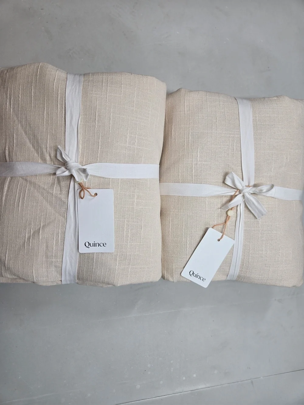 NWT QUINCE Set Of 2 48x96 Cotton Slub Room Darkening Curtains Natural 0728